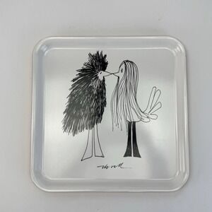 (2)Ikea Olle Eksell Birds Square Plastic Tray Limited Edition Black White Yellow